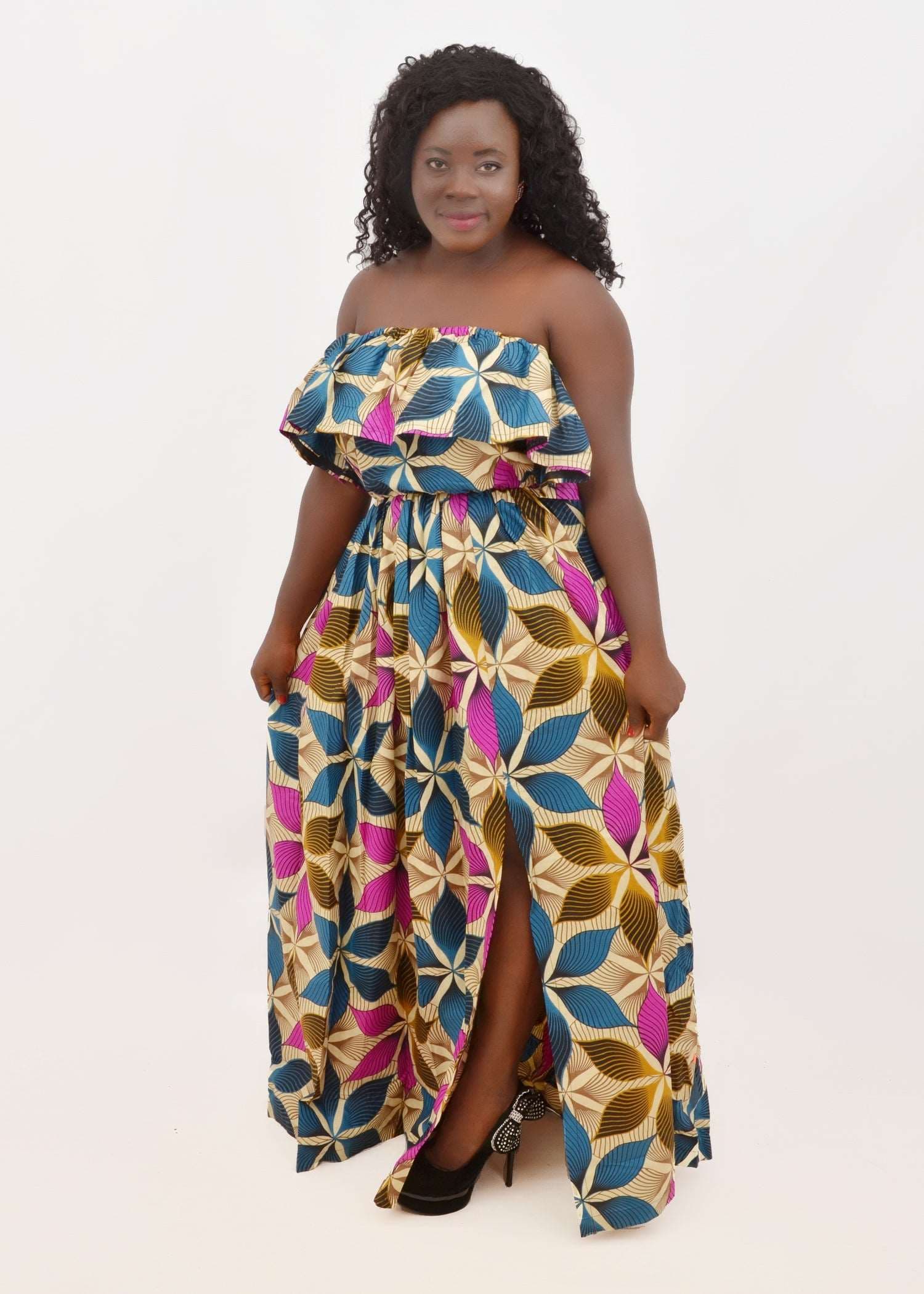 Ankara/African Print Maxi Dresses/Cut Out L