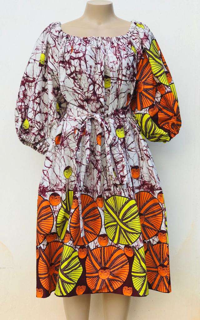 Abbiexpress Apparel & Accessories African Print Knee Length Dress USA