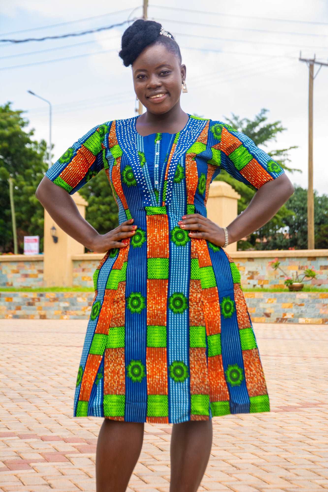 Knee length Ankara/ Afrocan print - Main Image