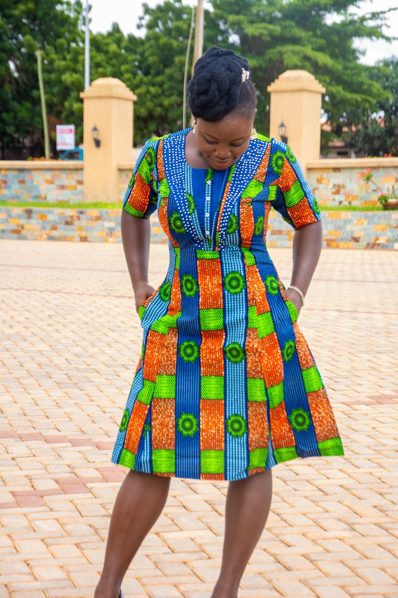 Abbiexpress Knee length Ankara/ Afrocan print