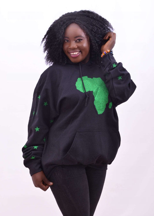 Abbiexpress African Map  With Stars Hoodie