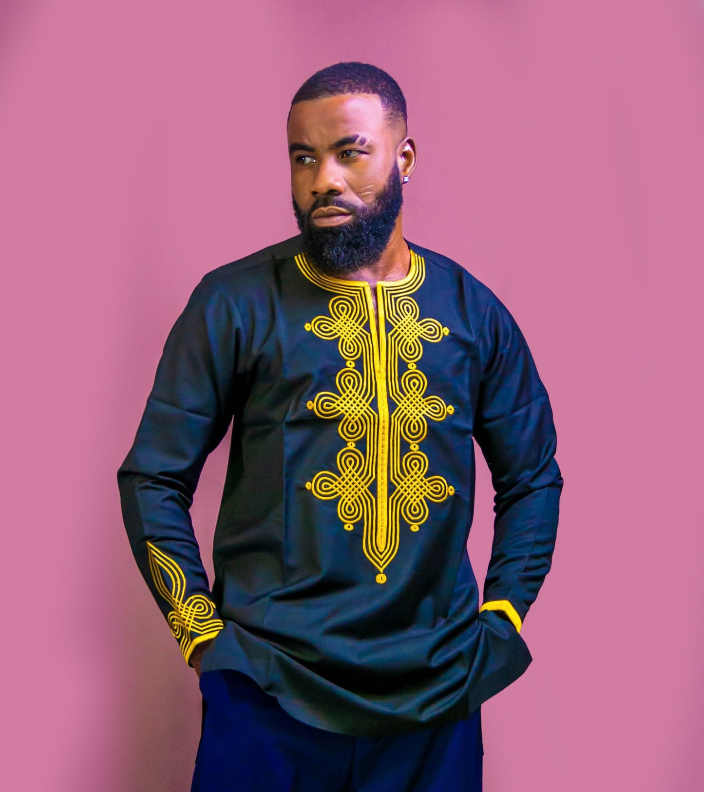 Black And Gold Embroidered Men African Shirt – Abbiexpress Black And Gold Embroidered Men African Shirt – Abbiexpress