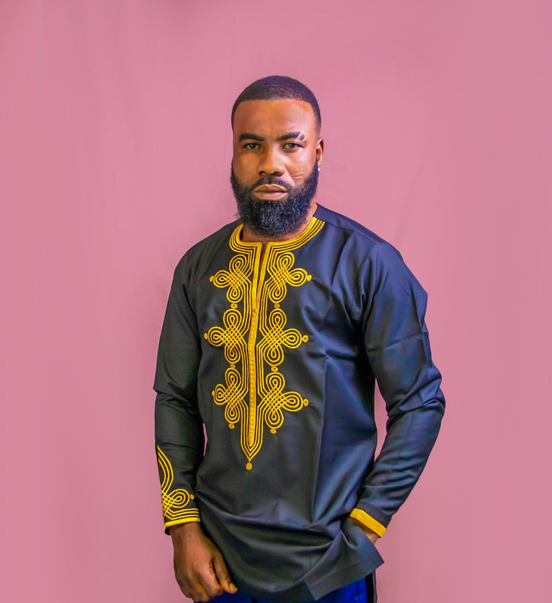 Black And Gold Embroidered Men African Shirt – Abbiexpress