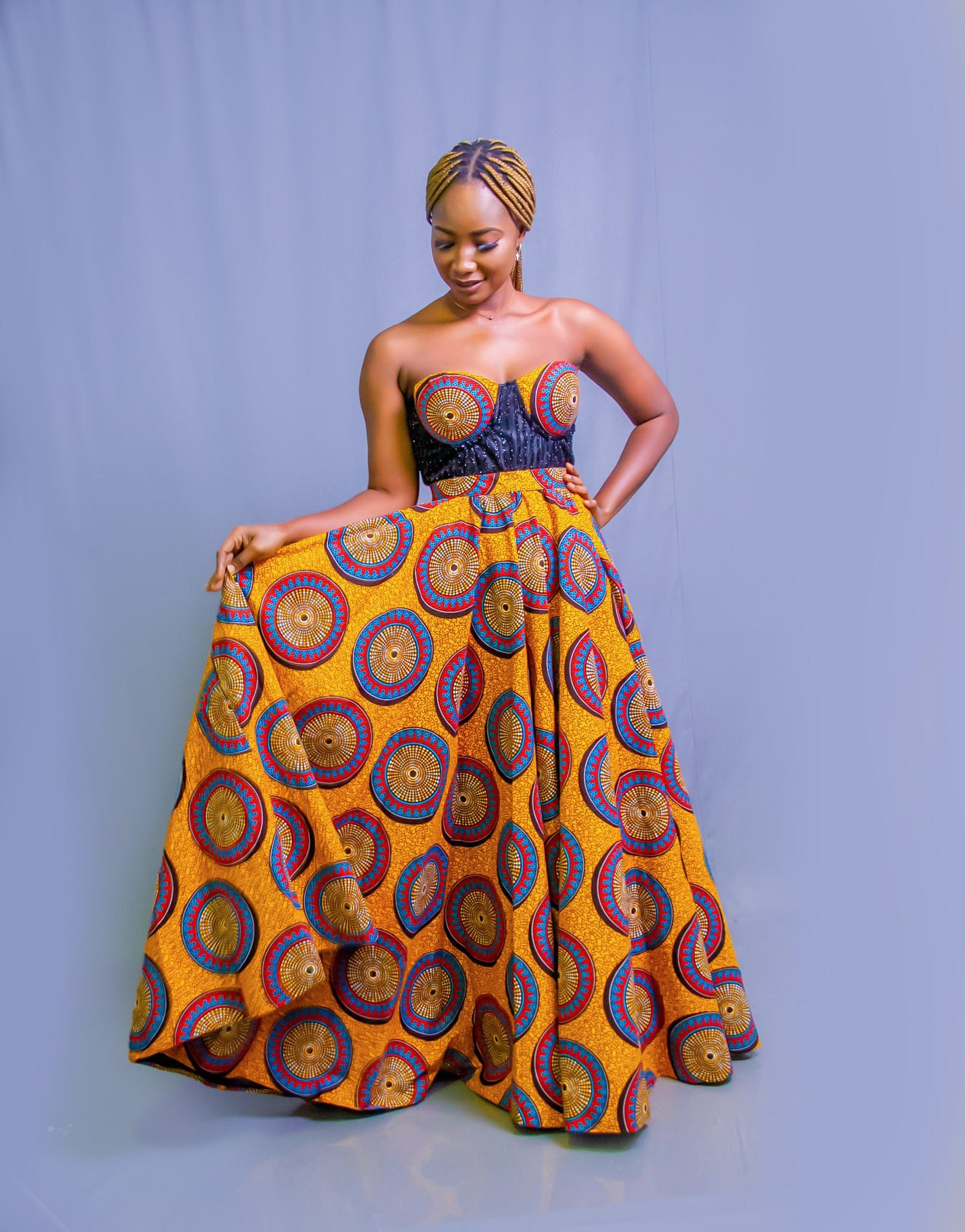 in Ankara African Print Bride Prom Dress African women wear