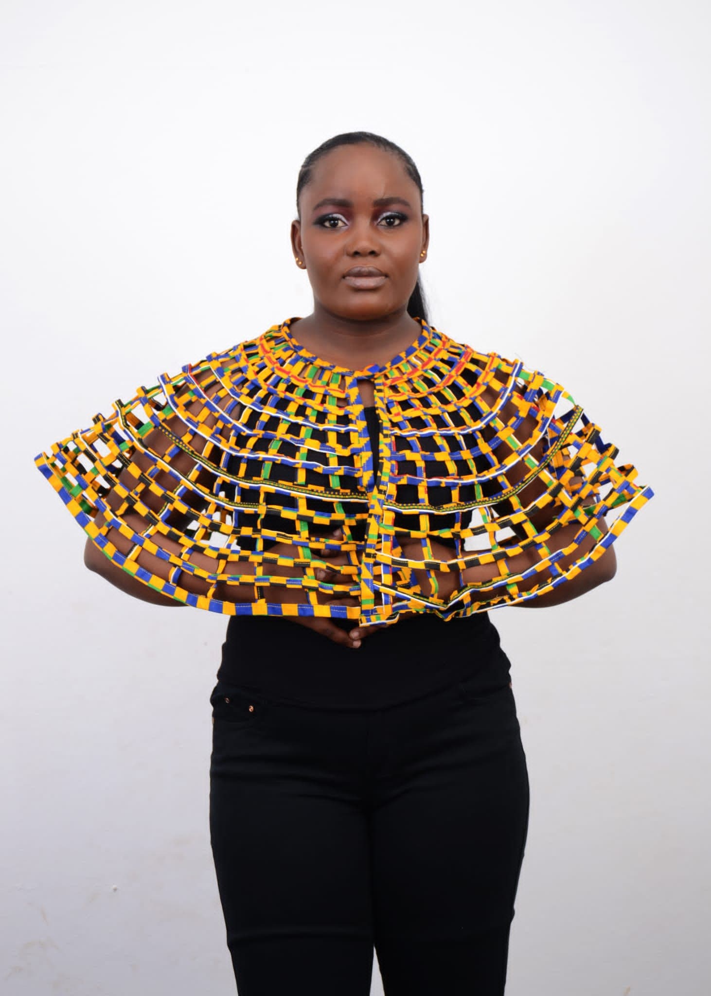 African Ankara Print Weaved Cape | African women wear โ Abbiexpress