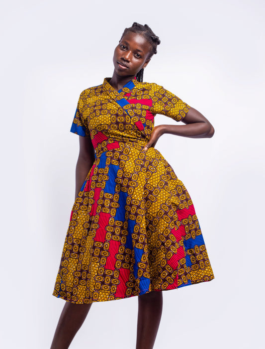 Abbiexpress AFRICAN WOMEN'S WEAR Wrapper Flare Dress