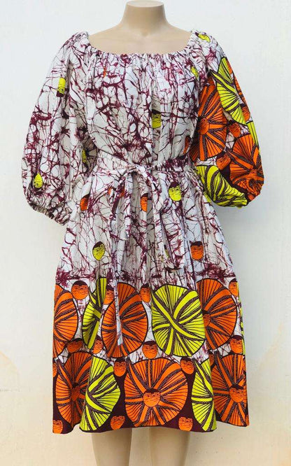 African Print Knee Length Dress | African women wear XL African Print Knee Length Dress | African women wear XL