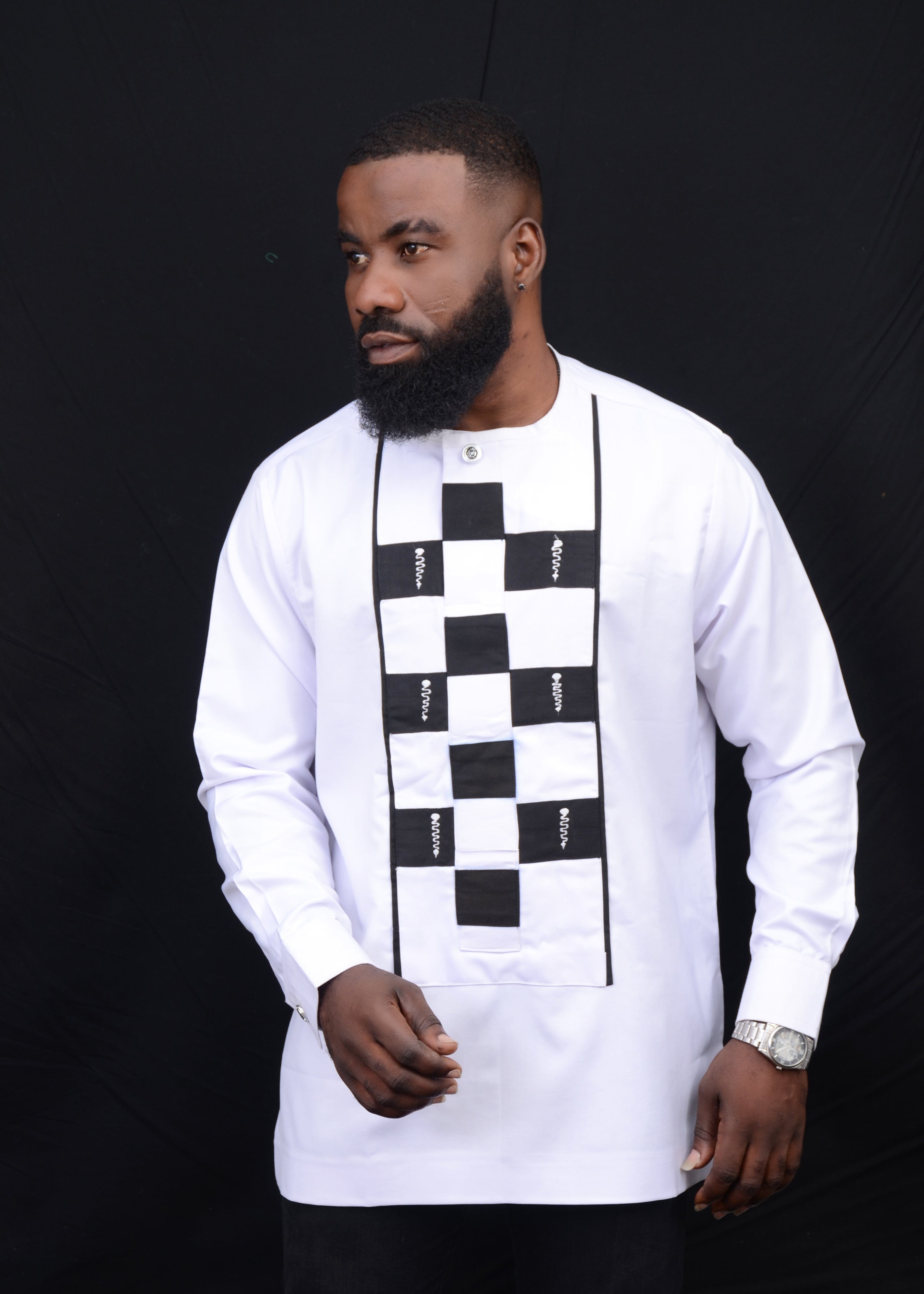 Black and white men's shirt โ Abbiexpress