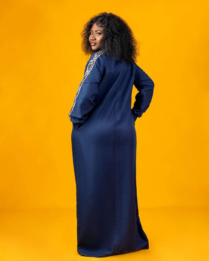 Dark blue/navy Bello Luxury jalabiya | African women wear