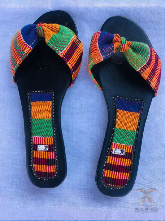Abbiexpress FOOTWEAR (All footwear) African Kente print flip-flops (slippers)