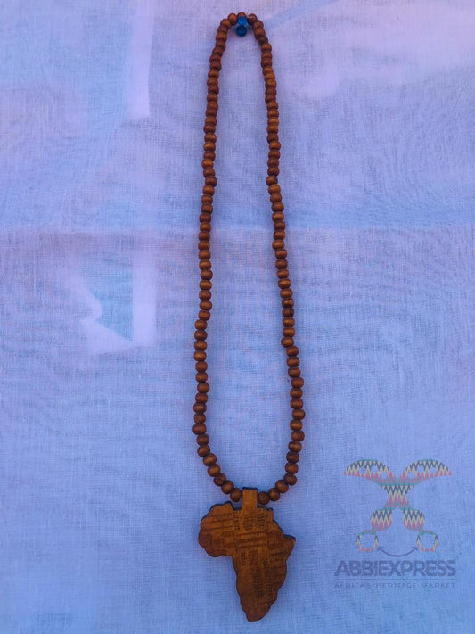 Abbiexpress JEWELRY (including necklaces, bracelets, beads) Traditional beaded necklace with signature "wooden map of Africa" locket